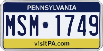 PA license plate MSM1749