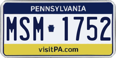 PA license plate MSM1752
