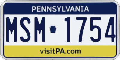 PA license plate MSM1754