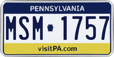 PA license plate MSM1757