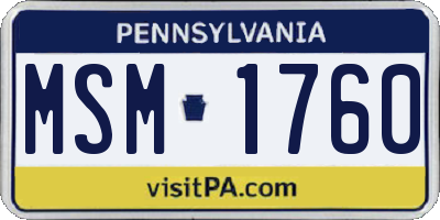 PA license plate MSM1760