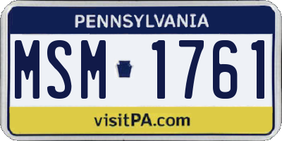 PA license plate MSM1761