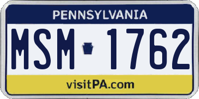 PA license plate MSM1762