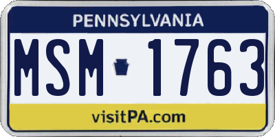 PA license plate MSM1763