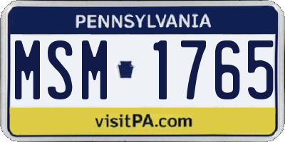 PA license plate MSM1765
