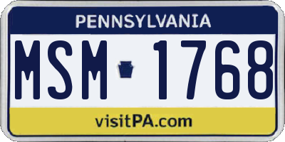 PA license plate MSM1768