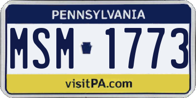 PA license plate MSM1773