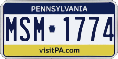 PA license plate MSM1774