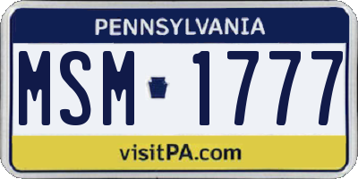 PA license plate MSM1777