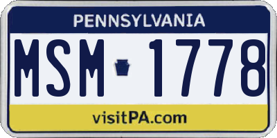 PA license plate MSM1778