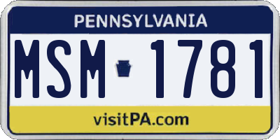 PA license plate MSM1781