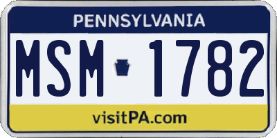 PA license plate MSM1782