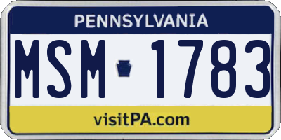 PA license plate MSM1783