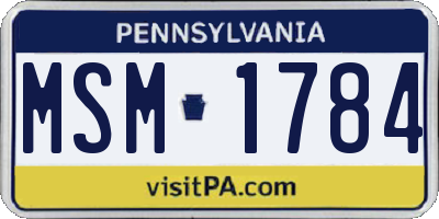 PA license plate MSM1784
