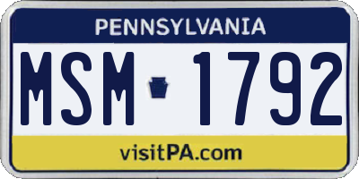 PA license plate MSM1792