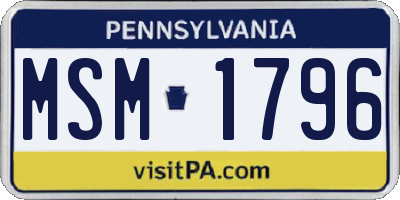 PA license plate MSM1796