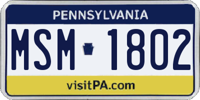 PA license plate MSM1802