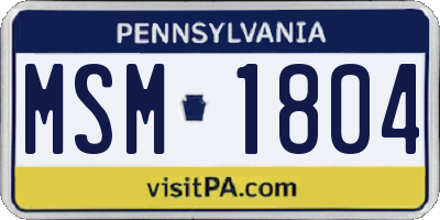 PA license plate MSM1804