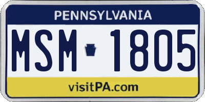 PA license plate MSM1805