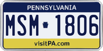 PA license plate MSM1806