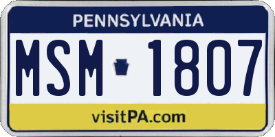 PA license plate MSM1807