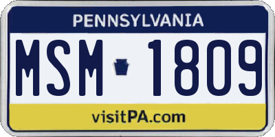 PA license plate MSM1809