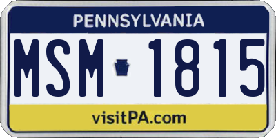 PA license plate MSM1815