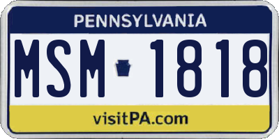PA license plate MSM1818
