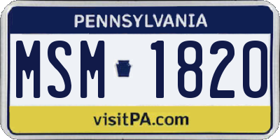 PA license plate MSM1820