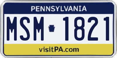 PA license plate MSM1821
