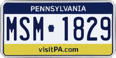 PA license plate MSM1829