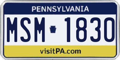 PA license plate MSM1830