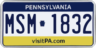 PA license plate MSM1832