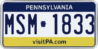PA license plate MSM1833