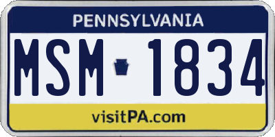 PA license plate MSM1834