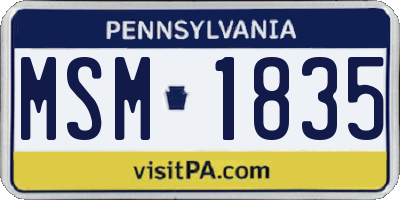 PA license plate MSM1835