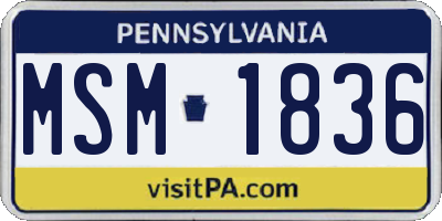 PA license plate MSM1836