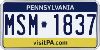 PA license plate MSM1837