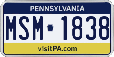 PA license plate MSM1838