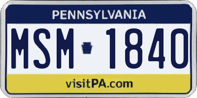 PA license plate MSM1840