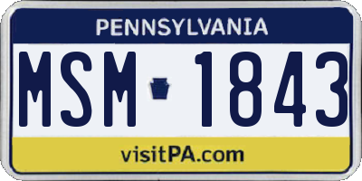 PA license plate MSM1843