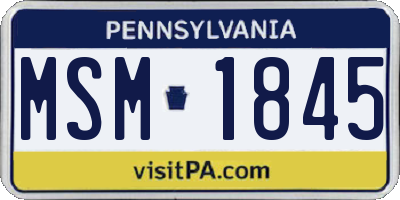 PA license plate MSM1845