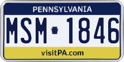 PA license plate MSM1846