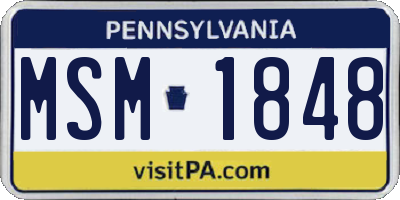 PA license plate MSM1848