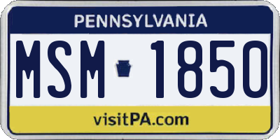 PA license plate MSM1850