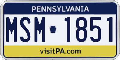 PA license plate MSM1851