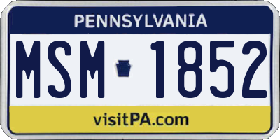 PA license plate MSM1852