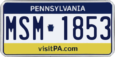 PA license plate MSM1853