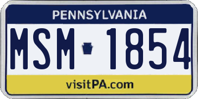 PA license plate MSM1854