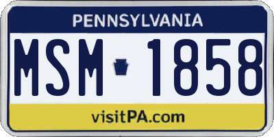 PA license plate MSM1858